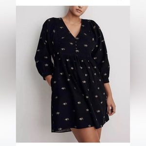 Madewell small Corduroy Quilted-Bib Mini Dress In Blurred Ikat